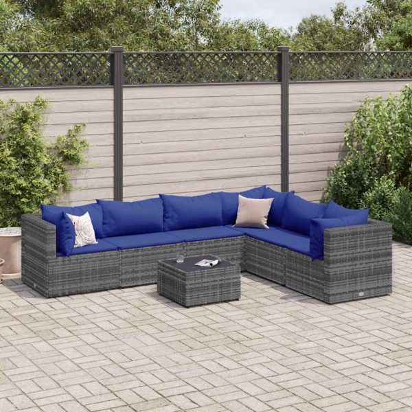 7-Delige Loungeset Met Kussens Poly Rattan - Afbeelding 14