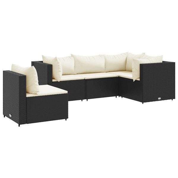 5-Delige Loungeset Met Kussens Poly Rattan - Afbeelding 2