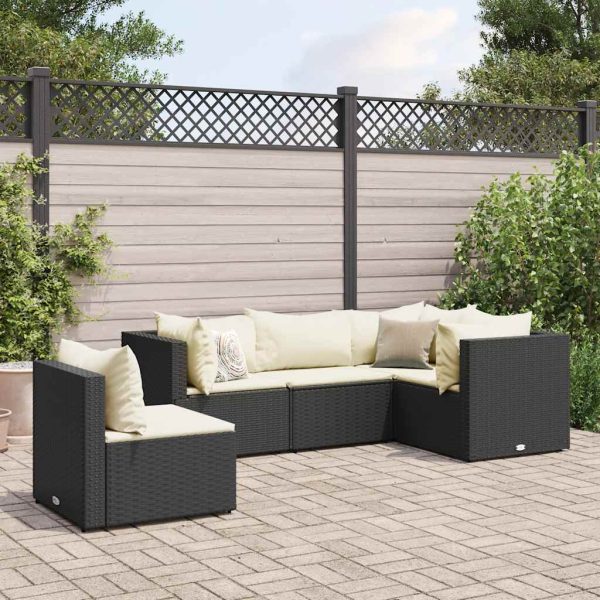 5-Delige Loungeset Met Kussens Poly Rattan