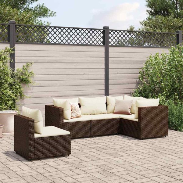 5-Delige Loungeset Met Kussens Poly Rattan - Afbeelding 16