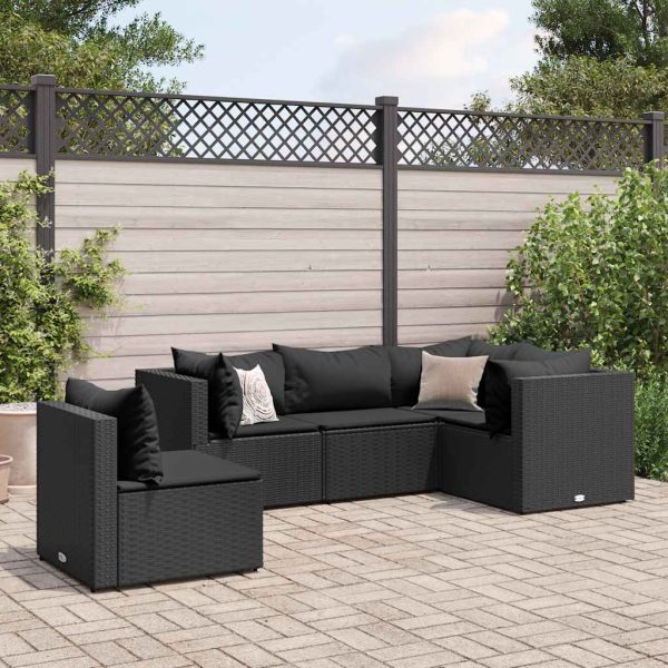 5-Delige Loungeset Met Kussens Poly Rattan - Afbeelding 14