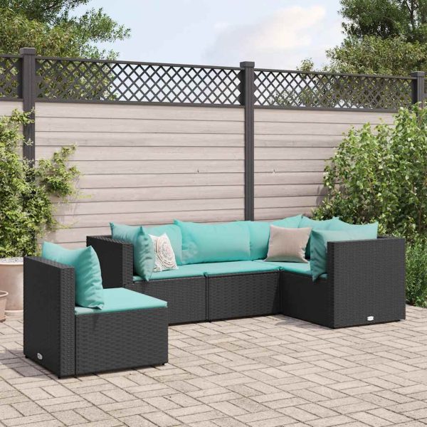 5-Delige Loungeset Met Kussens Poly Rattan - Afbeelding 11