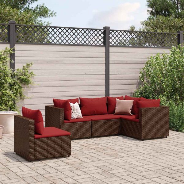 5-Delige Loungeset Met Kussens Poly Rattan - Afbeelding 13