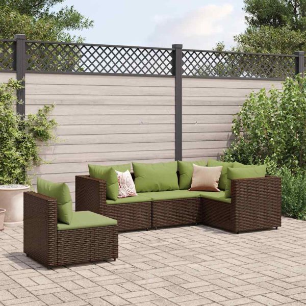 5-Delige Loungeset Met Kussens Poly Rattan - Afbeelding 15