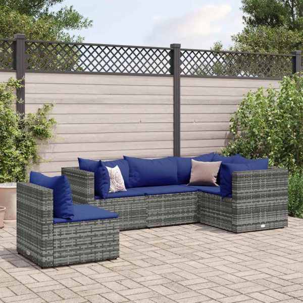 5-Delige Loungeset Met Kussens Poly Rattan - Afbeelding 12