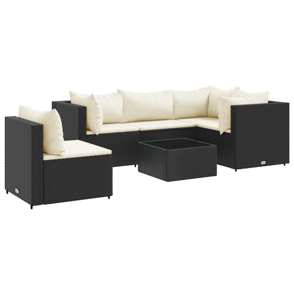 6-Delige Loungeset Met Kussens Poly Rattan - Afbeelding 2