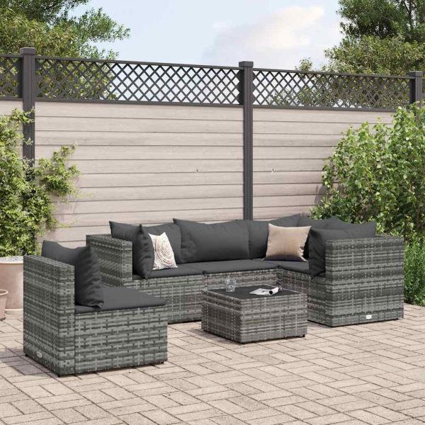 6-Delige Loungeset Met Kussens Poly Rattan - Afbeelding 18