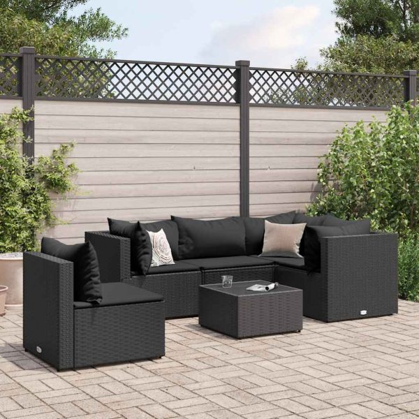 6-Delige Loungeset Met Kussens Poly Rattan - Afbeelding 14