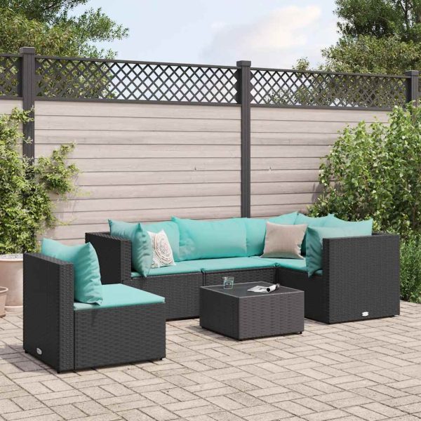 6-Delige Loungeset Met Kussens Poly Rattan - Afbeelding 17