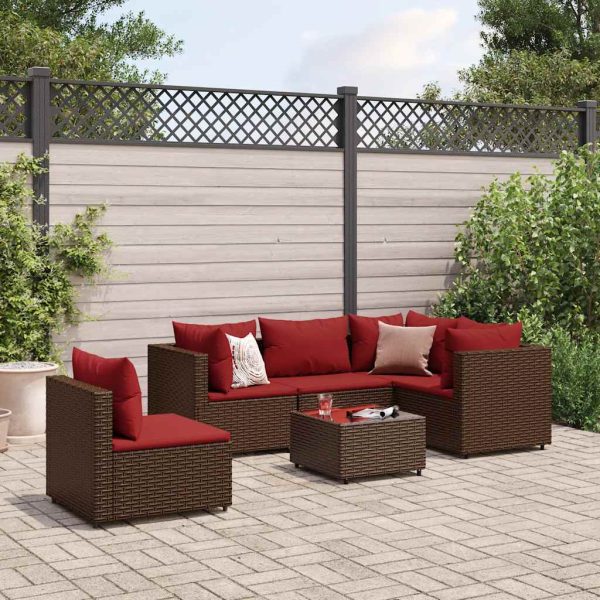 6-Delige Loungeset Met Kussens Poly Rattan - Afbeelding 15