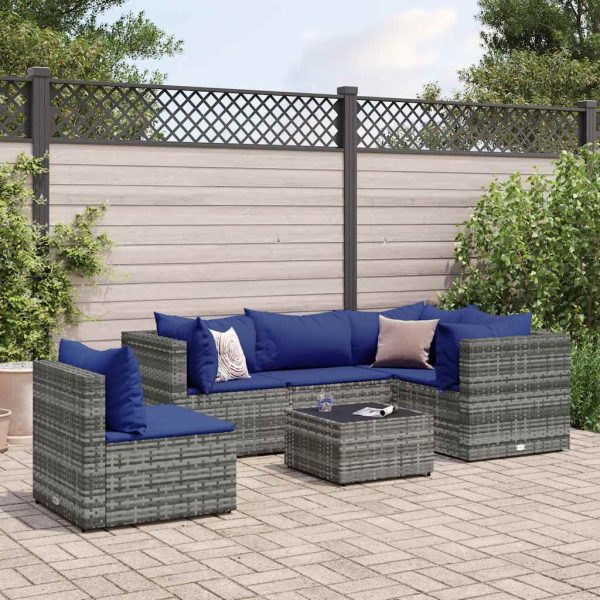 6-Delige Loungeset Met Kussens Poly Rattan - Afbeelding 16