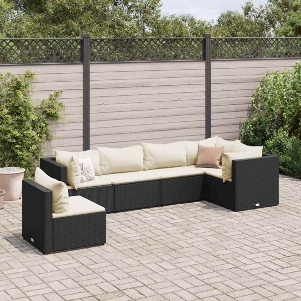 6-Delige Loungeset Met Kussens Poly Rattan - Afbeelding 11