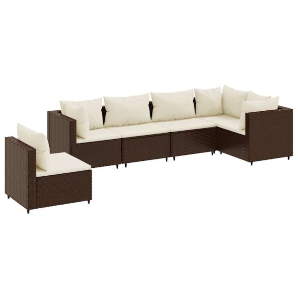 6-Delige Loungeset Met Kussens Poly Rattan - Afbeelding 2