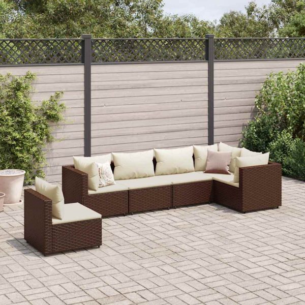 6-Delige Loungeset Met Kussens Poly Rattan