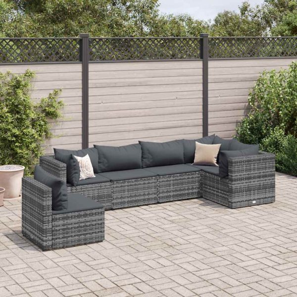 6-Delige Loungeset Met Kussens Poly Rattan - Afbeelding 14