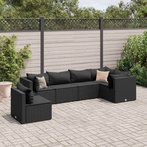 6-Delige Loungeset Met Kussens Poly Rattan - Afbeelding 13