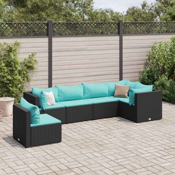 6-Delige Loungeset Met Kussens Poly Rattan - Afbeelding 16