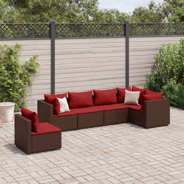 6-Delige Loungeset Met Kussens Poly Rattan - Afbeelding 12