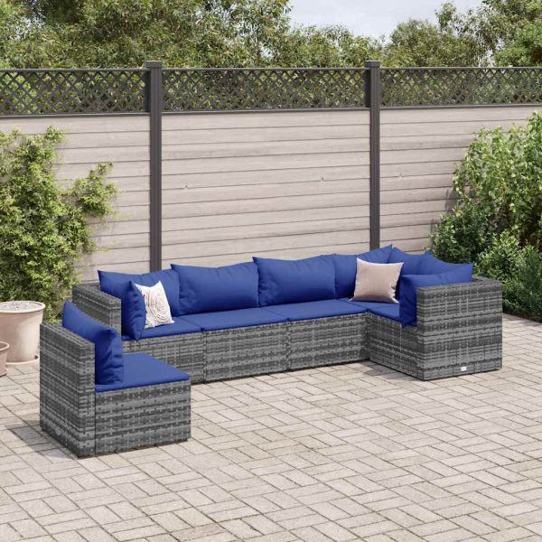 6-Delige Loungeset Met Kussens Poly Rattan - Afbeelding 10