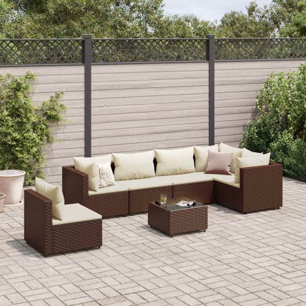 7-Delige Loungeset Met Kussens Poly Rattan - Afbeelding 13