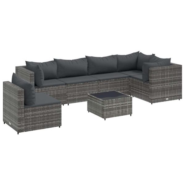 7-Delige Loungeset Met Kussens Poly Rattan - Afbeelding 2