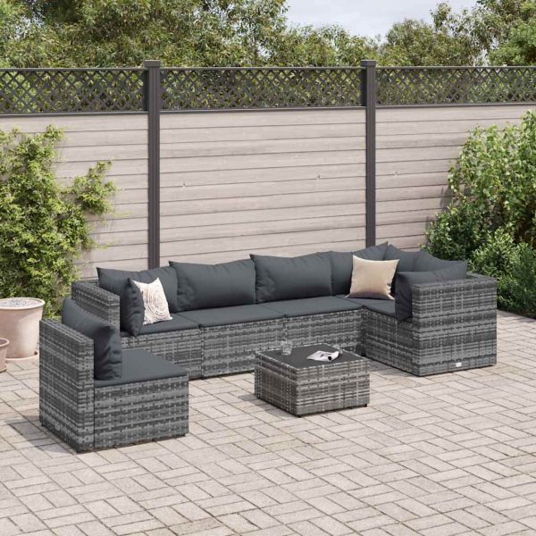 7-Delige Loungeset Met Kussens Poly Rattan