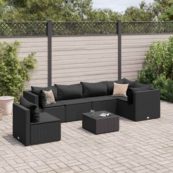 7-Delige Loungeset Met Kussens Poly Rattan - Afbeelding 14