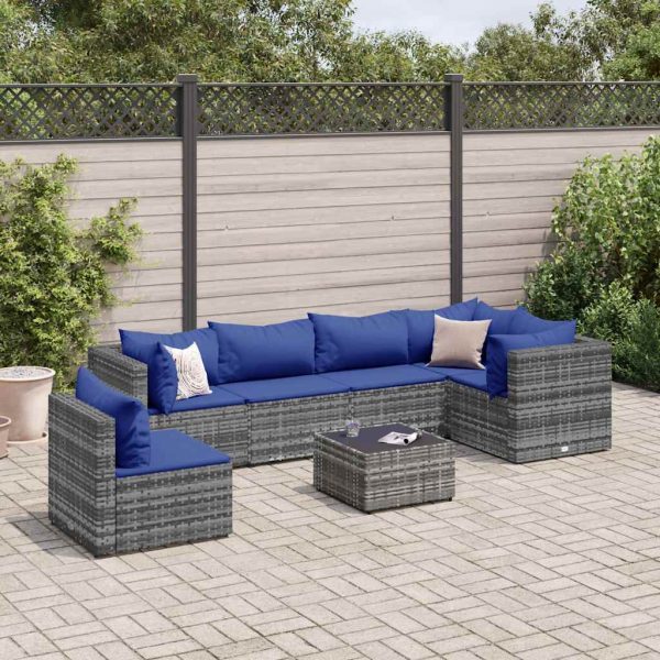 7-Delige Loungeset Met Kussens Poly Rattan - Afbeelding 15