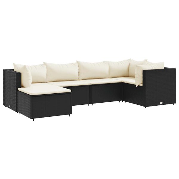 6-Delige Loungeset Met Kussens Poly Rattan - Afbeelding 2