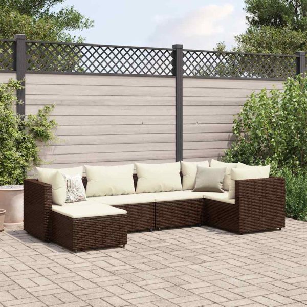 6-Delige Loungeset Met Kussens Poly Rattan - Afbeelding 16