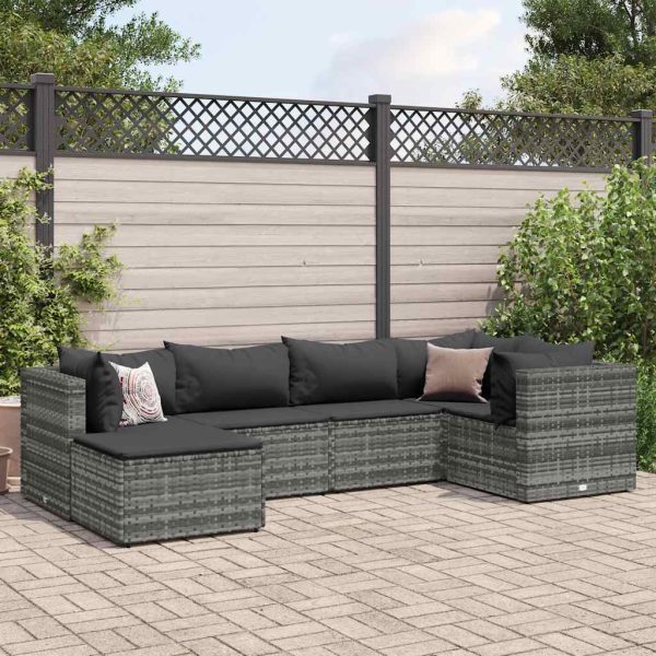 6-Delige Loungeset Met Kussens Poly Rattan - Afbeelding 14