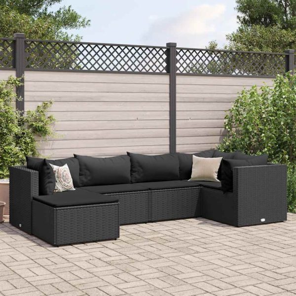 6-Delige Loungeset Met Kussens Poly Rattan - Afbeelding 18