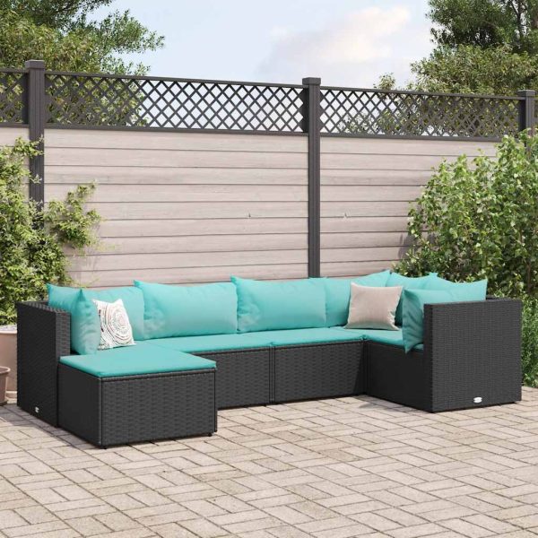 6-Delige Loungeset Met Kussens Poly Rattan - Afbeelding 13