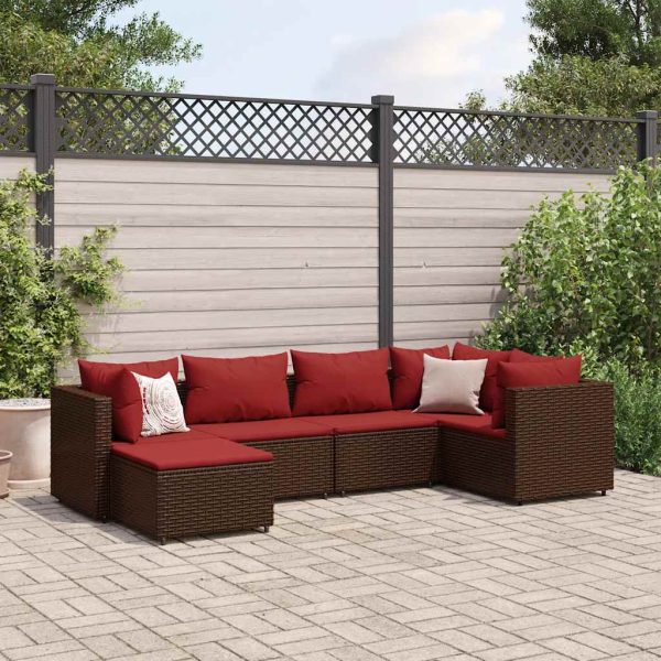 6-Delige Loungeset Met Kussens Poly Rattan - Afbeelding 17