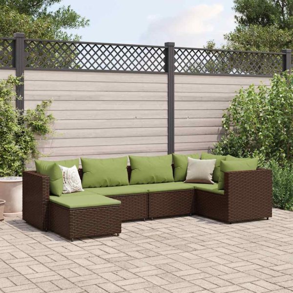 6-Delige Loungeset Met Kussens Poly Rattan - Afbeelding 15