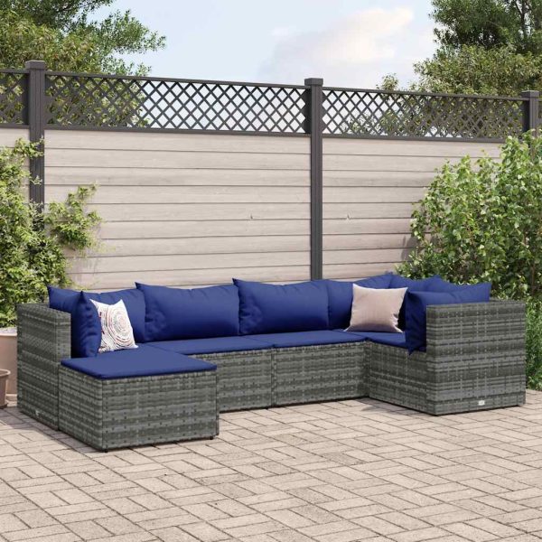 6-Delige Loungeset Met Kussens Poly Rattan - Afbeelding 19