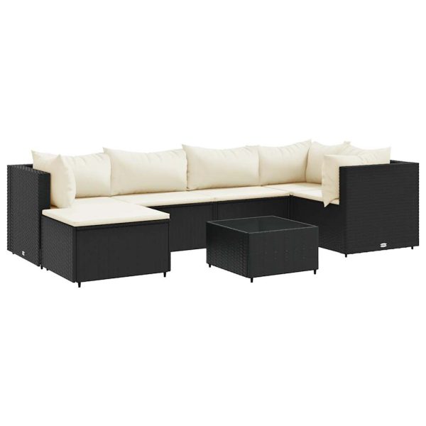 7-Delige Loungeset Met Kussens Poly Rattan - Afbeelding 2