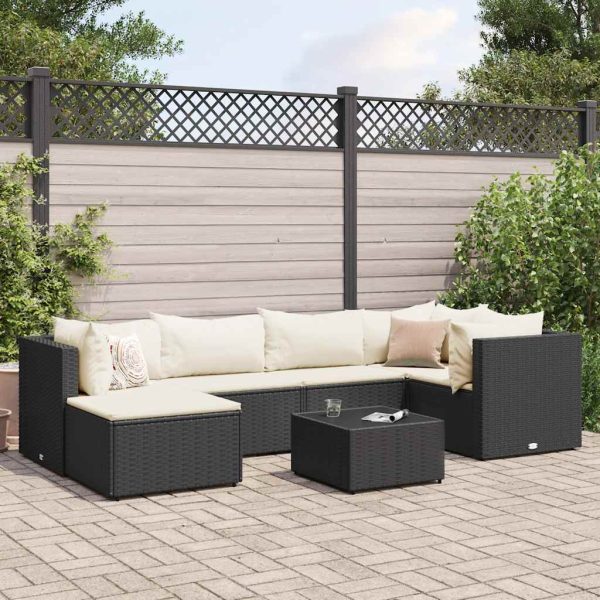 7-Delige Loungeset Met Kussens Poly Rattan