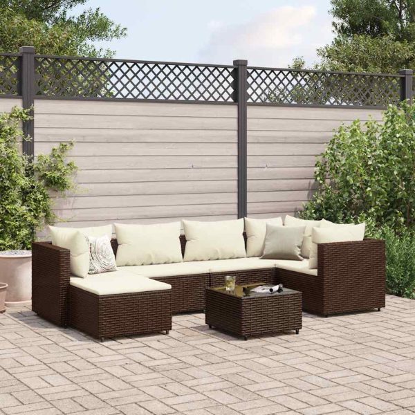 7-Delige Loungeset Met Kussens Poly Rattan - Afbeelding 15