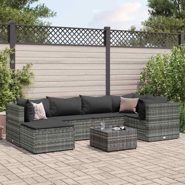 7-Delige Loungeset Met Kussens Poly Rattan - Afbeelding 18