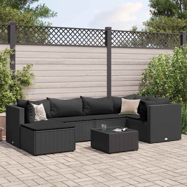 7-Delige Loungeset Met Kussens Poly Rattan - Afbeelding 13