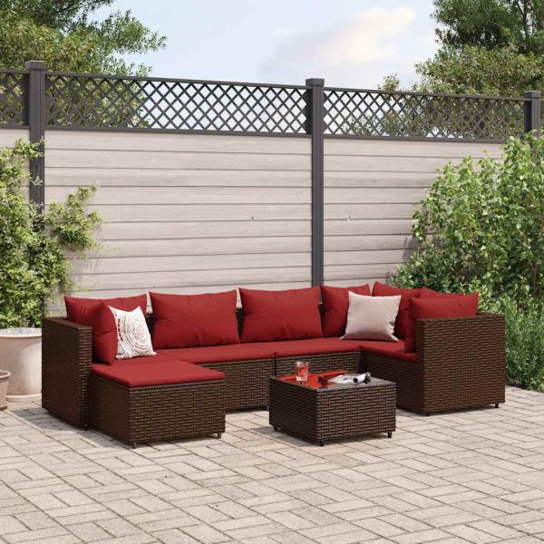 7-Delige Loungeset Met Kussens Poly Rattan - Afbeelding 14