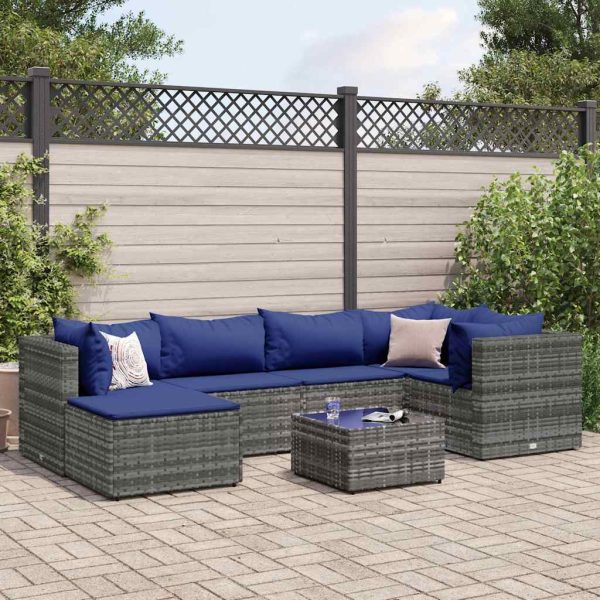 7-Delige Loungeset Met Kussens Poly Rattan - Afbeelding 17