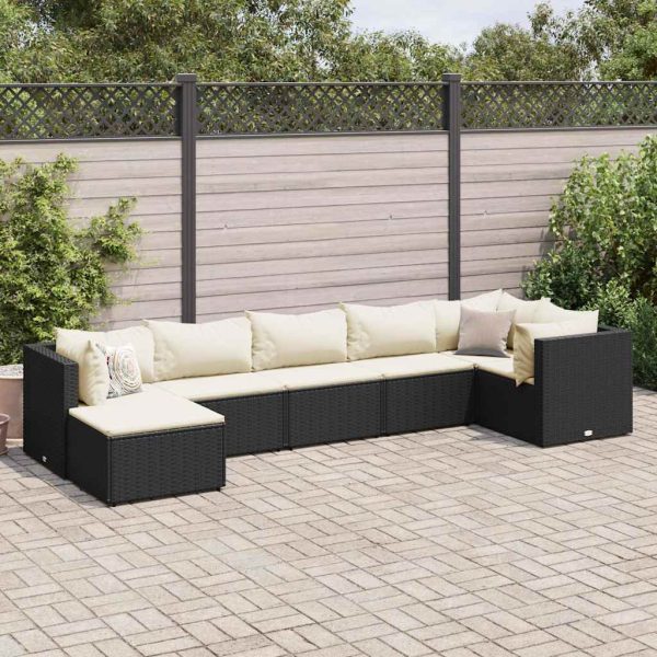 7-Delige Loungeset Met Kussens Poly Rattan - Afbeelding 19