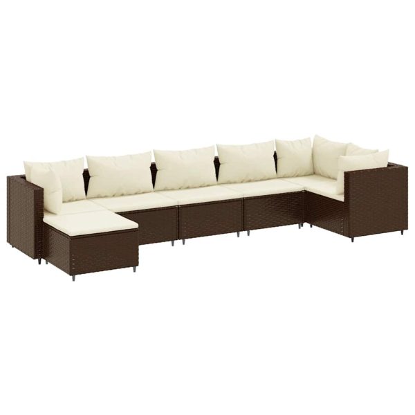 7-Delige Loungeset Met Kussens Poly Rattan - Afbeelding 2