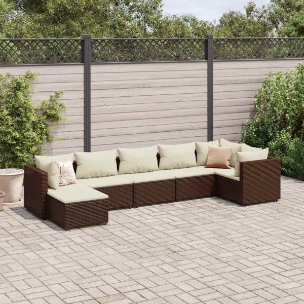 7-Delige Loungeset Met Kussens Poly Rattan