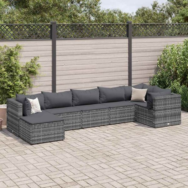 7-Delige Loungeset Met Kussens Poly Rattan - Afbeelding 18