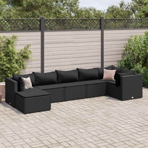 7-Delige Loungeset Met Kussens Poly Rattan - Afbeelding 13