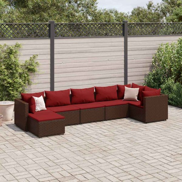 7-Delige Loungeset Met Kussens Poly Rattan - Afbeelding 16