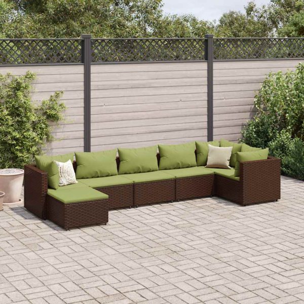 7-Delige Loungeset Met Kussens Poly Rattan - Afbeelding 17